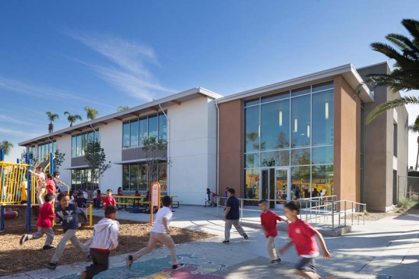 students running in playground